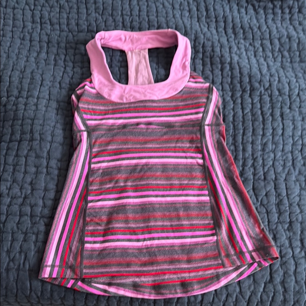 Lululemon Athletica Pink and Gray Tank Top with Racerback